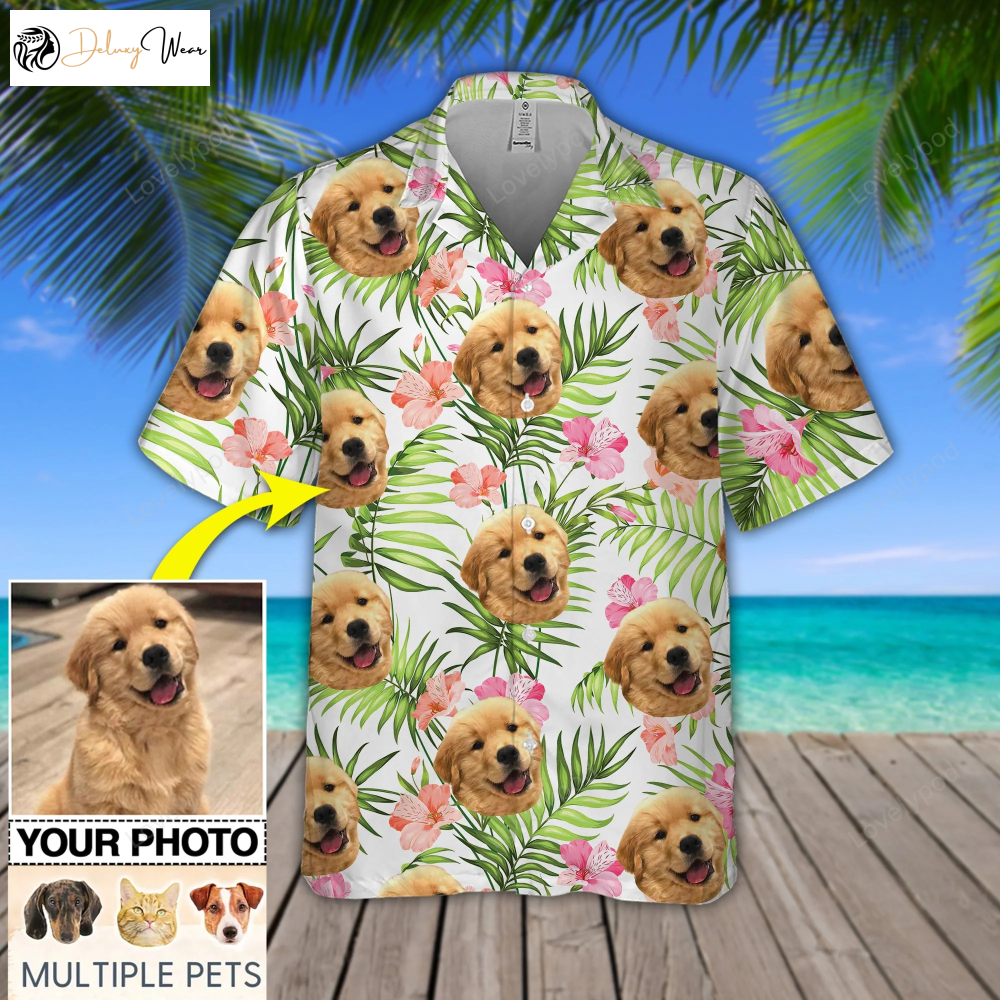 Custom Tropical Flowers with Dog Hawaiian Shirt – Perfect Gift for Dog Lovers Aloha Summer Style
