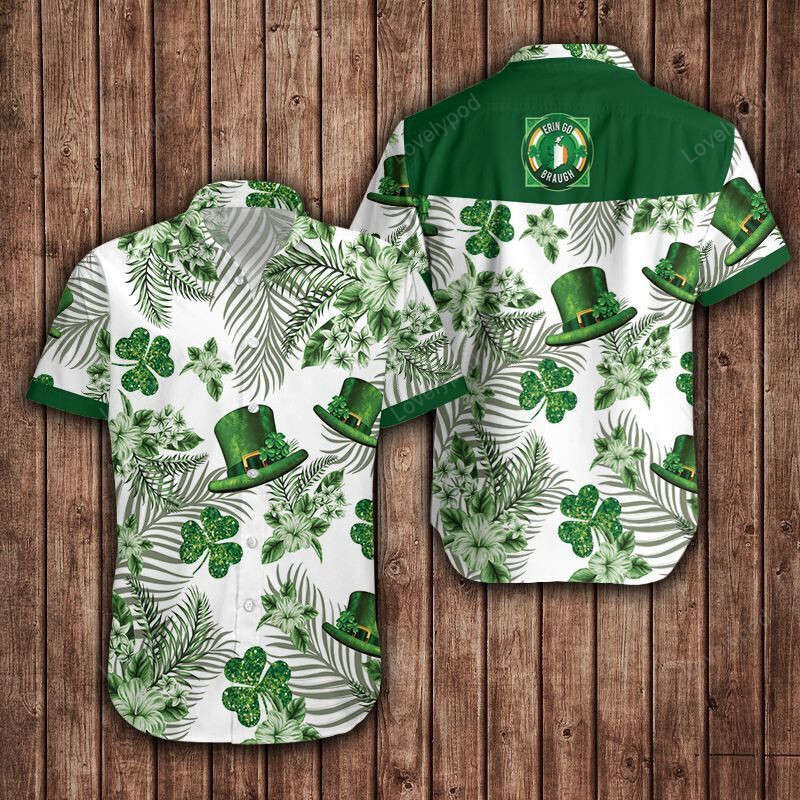 St Patrick s Day Hawaiian Shirt: Tropical Hibiscus with Irish Shamrock – 3D Design