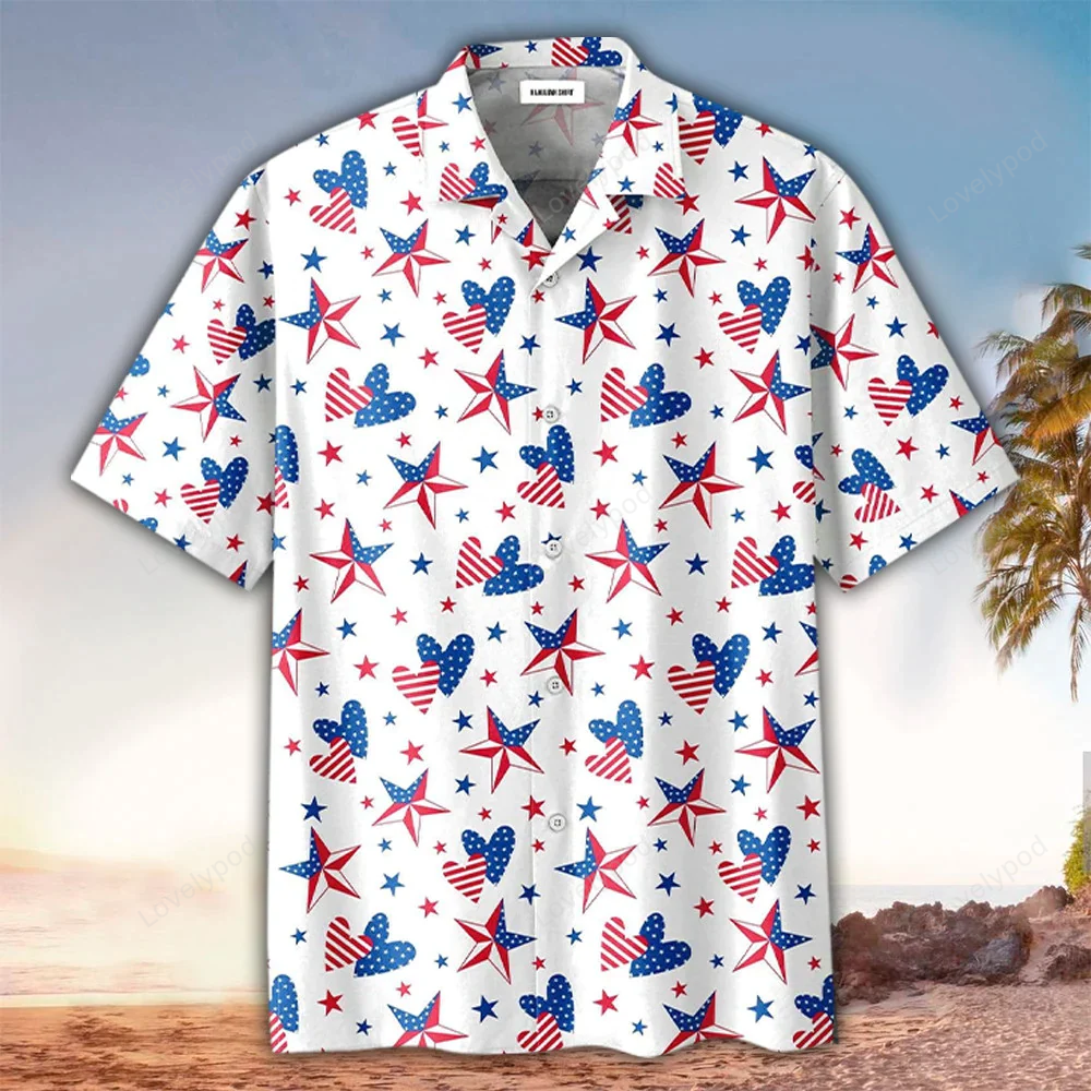 Truck & Firework Hawaiian Shirt – 4th of July Button Down Aloha Shirt for Men & Women