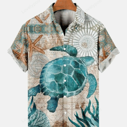 Turtle Casual Men s Hawaiian Shirt – Versatile Unisex Design for Men and Women