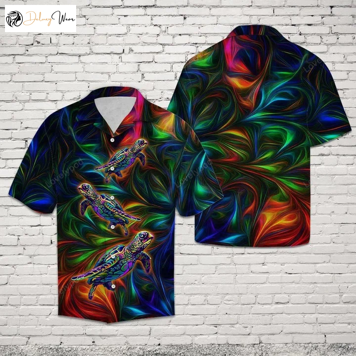 Hawaiian Shirt for Men & Women: Turtle Magic Underwater Design