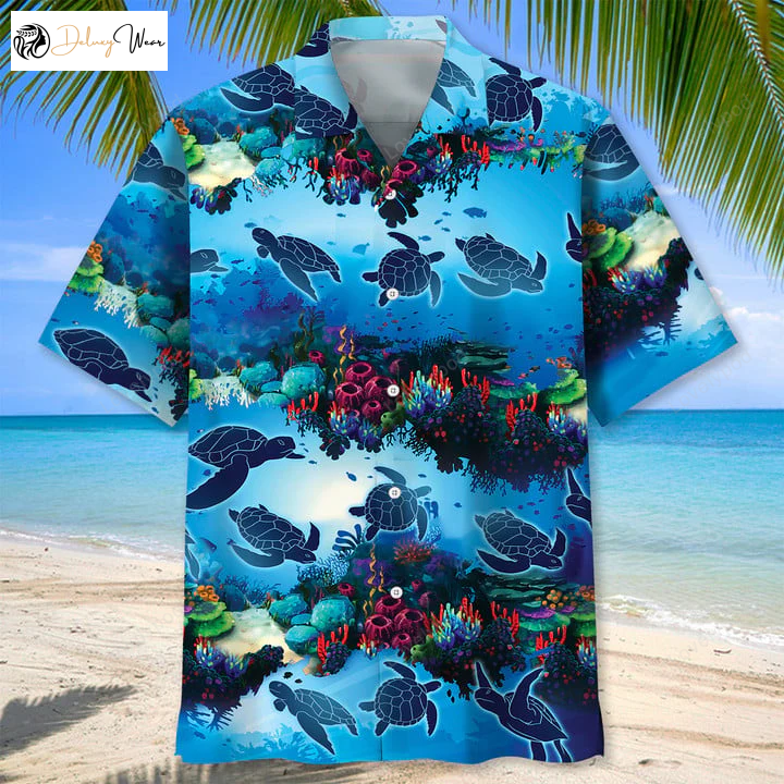 Turtle Ocean Hawaiian Shirt – Unisex Summer Beach Casual Short Sleeve Vacation Shirt