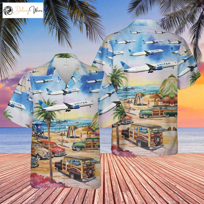 Shop Men s United Airlines Boeing 787-9 Dreamliner Hawaiian Shirt – Short Sleeve Casual