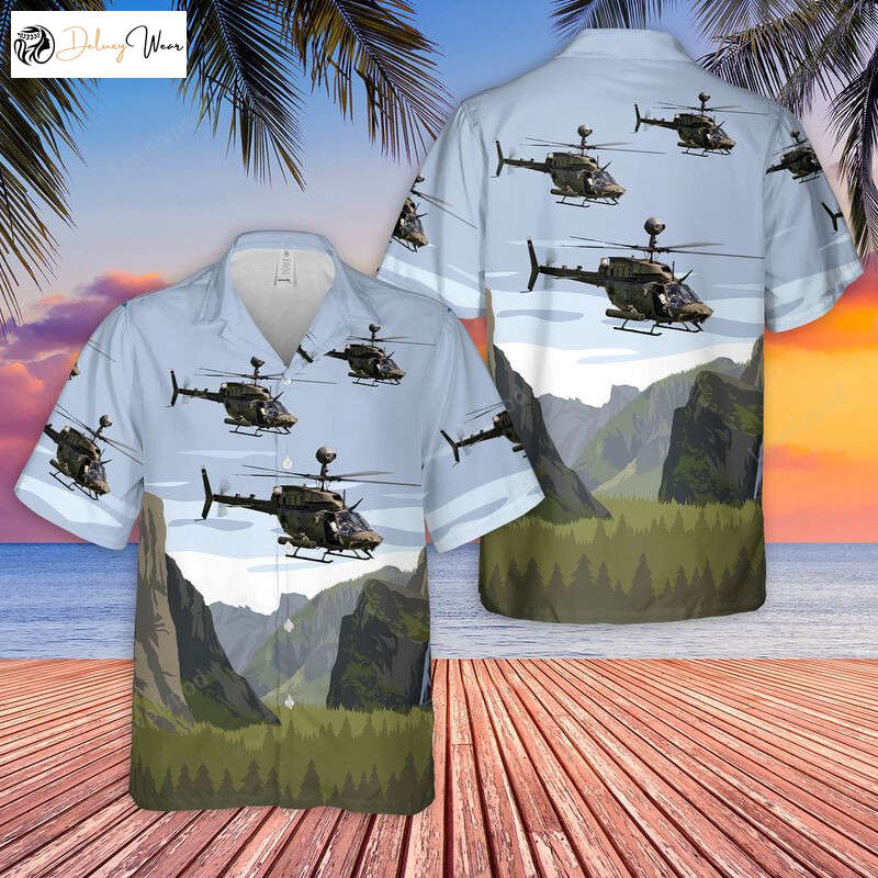 82nd Airborne Oh-58D Kiowa Warrior Hawaiian Shirt: US Army Style with Authentic Design