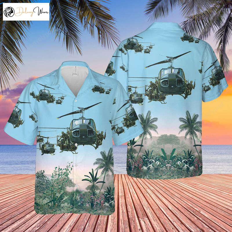Men s U S Army Bell UH-1 Huey Hawaiian Shirt – Short Sleeve Patriotic and Stylish