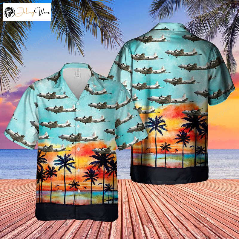 US Navy P-3C Orion Hawaiian Shirt: Short Sleeve Men s Apparel for a Tropical Style