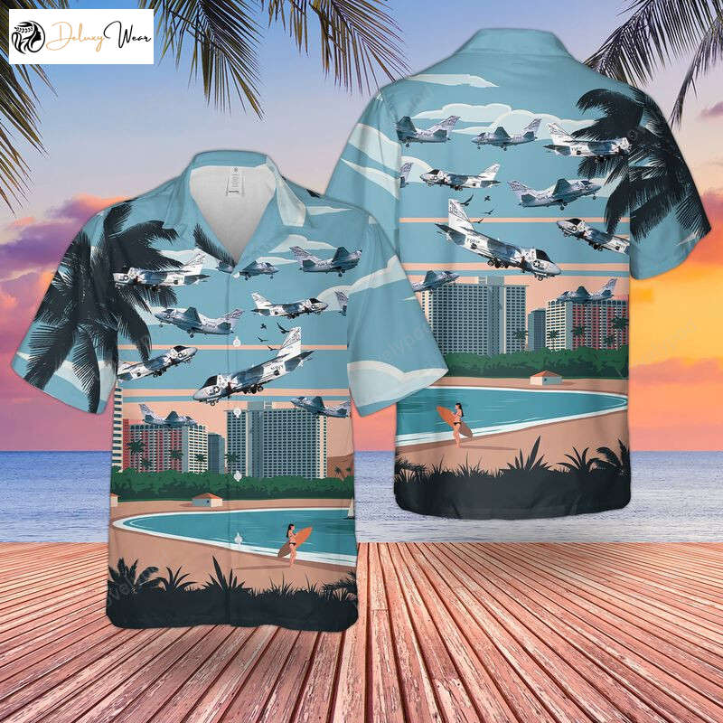Men s US Navy Lockheed US-3A Viking Hawaiian Shirt – Short Sleeve COD VRC-50
