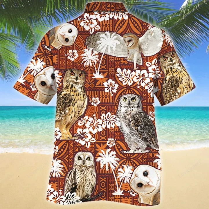 Vintage Night Owl Red Tribal Hawaiian Shirt: Stylish & Unique Retro Design