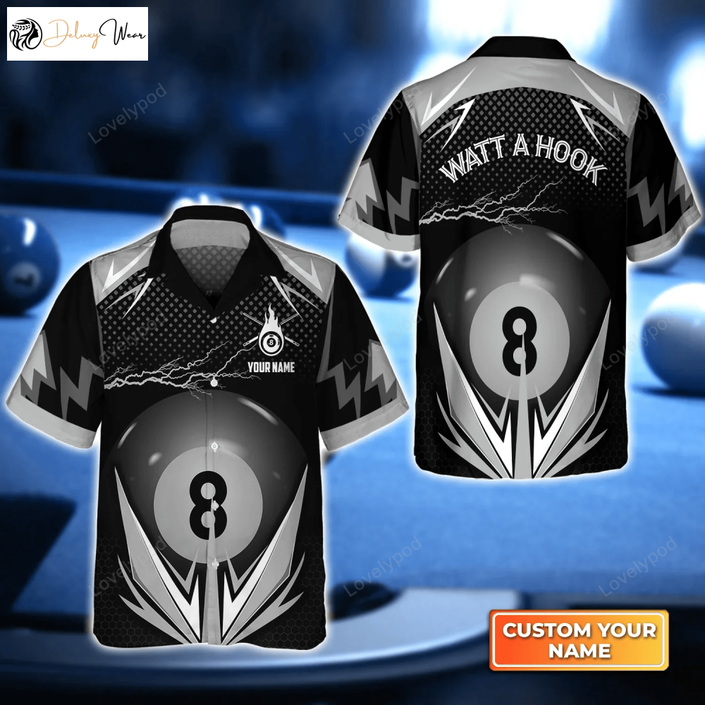 Get in the Game with our Hawaiian 8 Ball Billiard Pool Shirt – Perfect for Teams and Players!