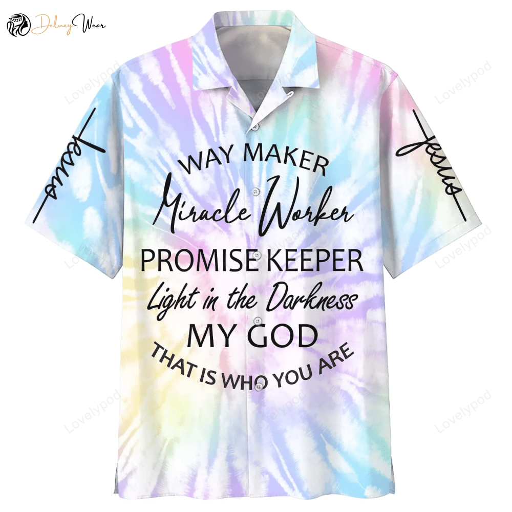 Christian Hawaiian Shirt – Way Maker Miracle Worker Promise Keeper Light In The Darkness – My God Hawaiian Shirts