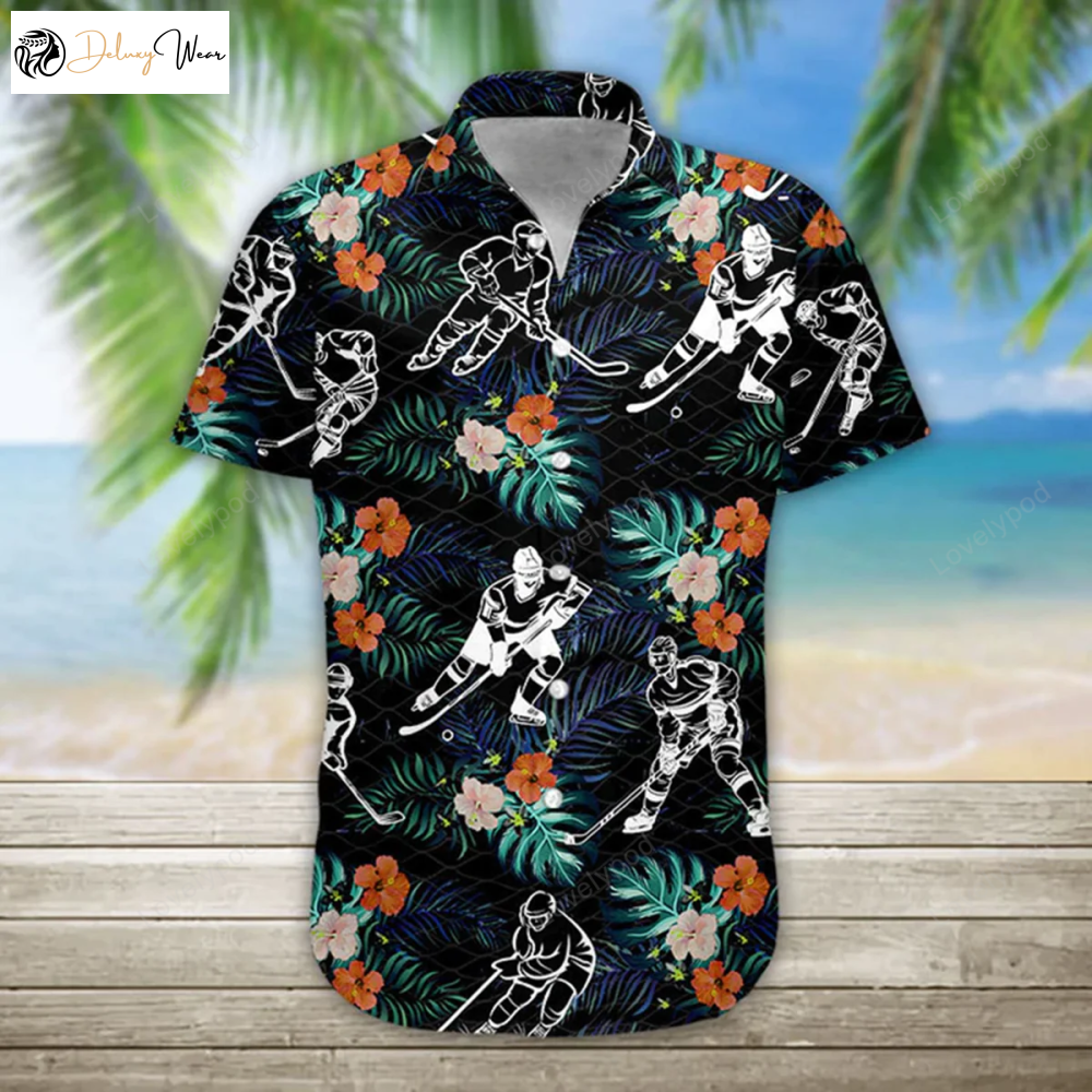 3D Hockey Hawaii Shirt: Men s Hawaiian Aloha Beach Shirt – Perfect for Summer