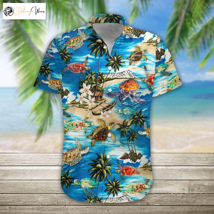 Men s 3D Sea Turtle Hawaii Shirt – Vibrant Hawaiian Aloha Beach Shirt for a Tropical Style
