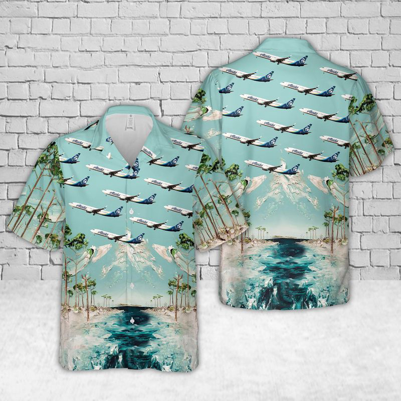 Alaska Airlines Boeing 737-900ER Hawaiian Shirt Gift for Men Dad Father Gift for Men Dad Father