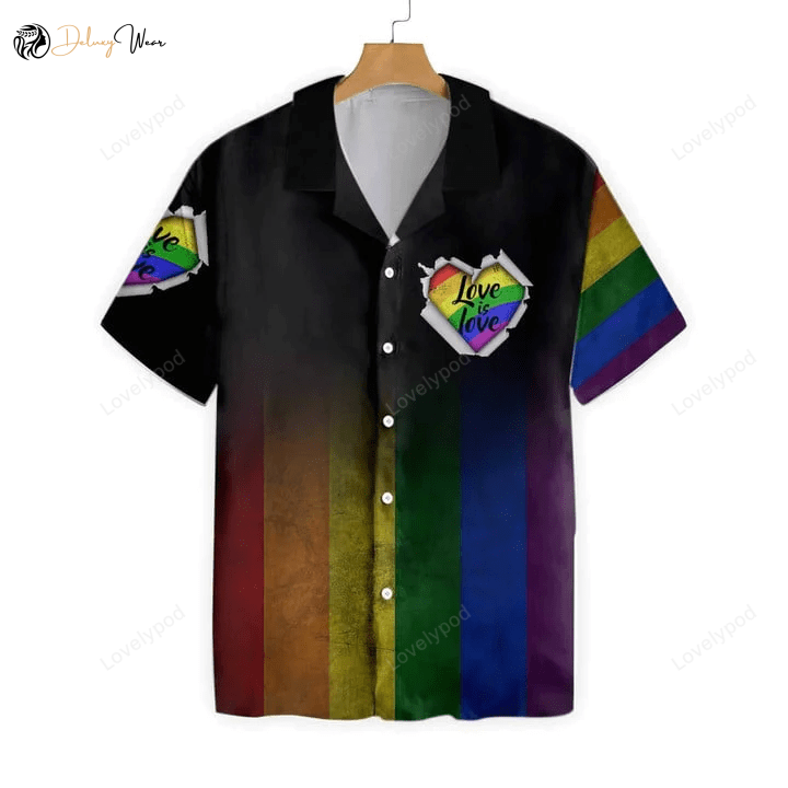 Love is Love Rainbow 3D LGBT Hawaiian Shirt – Perfect Pride Month Gift Beach Party Attire