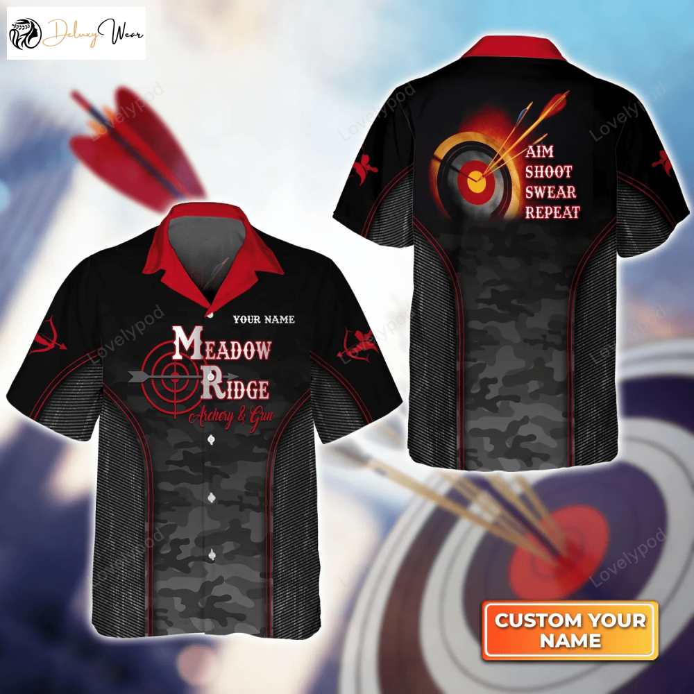 Archery Aim Shoot Swear 3D Hawaiian Shirt: Perfect Gift for Archer Sport Lovers