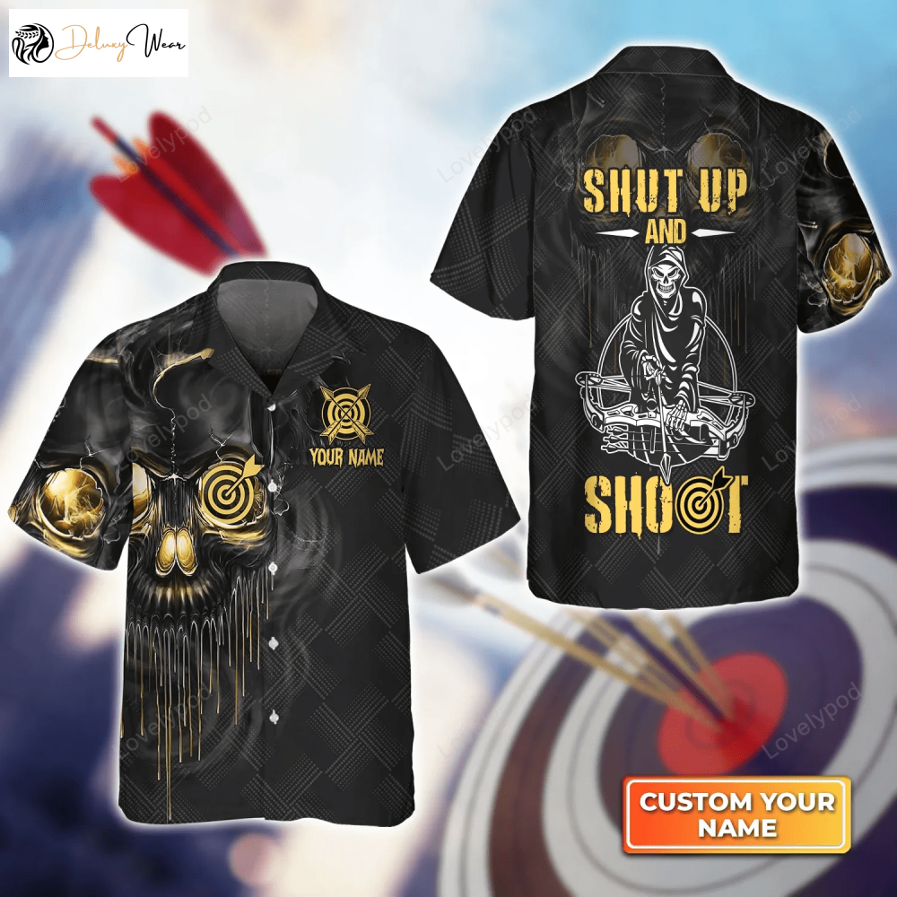 Personalized Archery Skull Hawaiian Shirt – Perfect Gift for Archer Sport Lovers