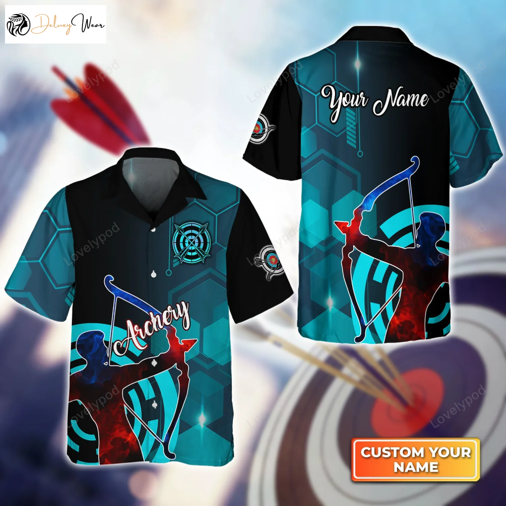 Personalized Archery Watercolor Hawaiian Shirt – Ideal Gift for Archer Sport Lovers