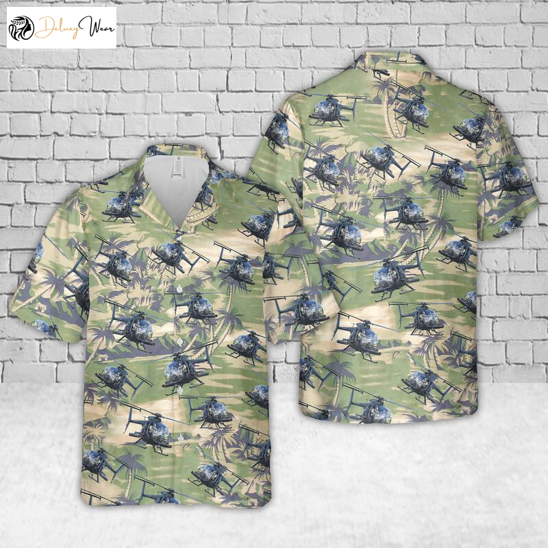 Men s Hawaiian Shirt: Army MD Helicopters MH-6 Little Bird – Stylish & Unique!