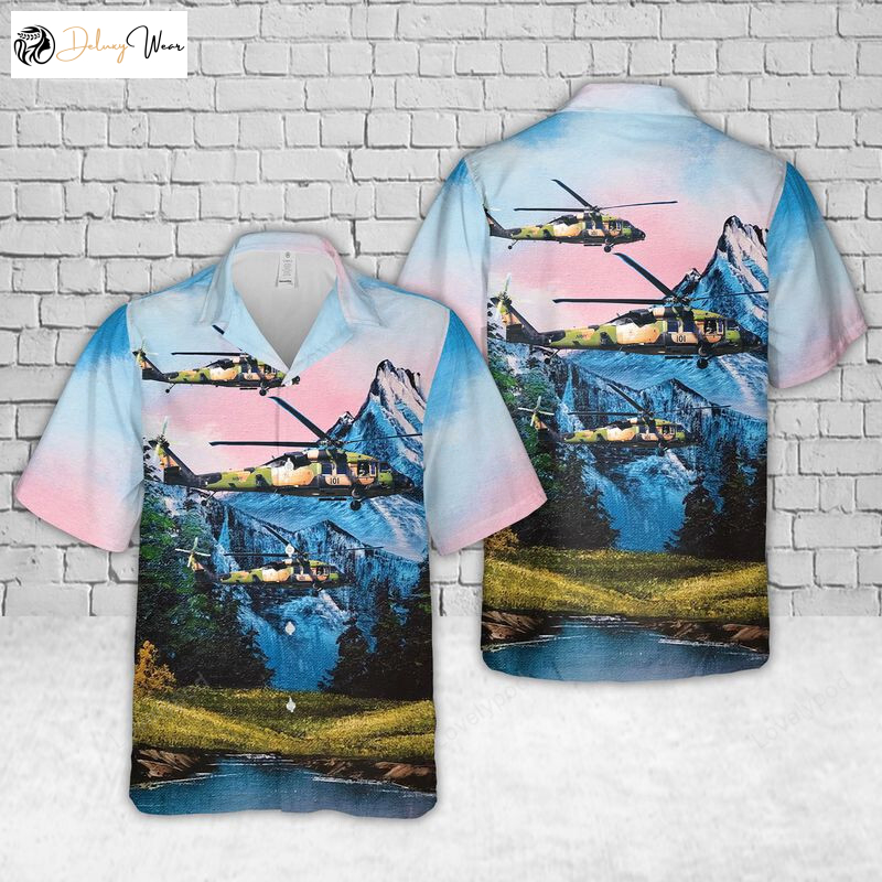 Stylish Australian Army S-70A-9 Blackhawk A25-101 Pegasus Hawaiian Shirt: Perfect Blend of Military and Fashion