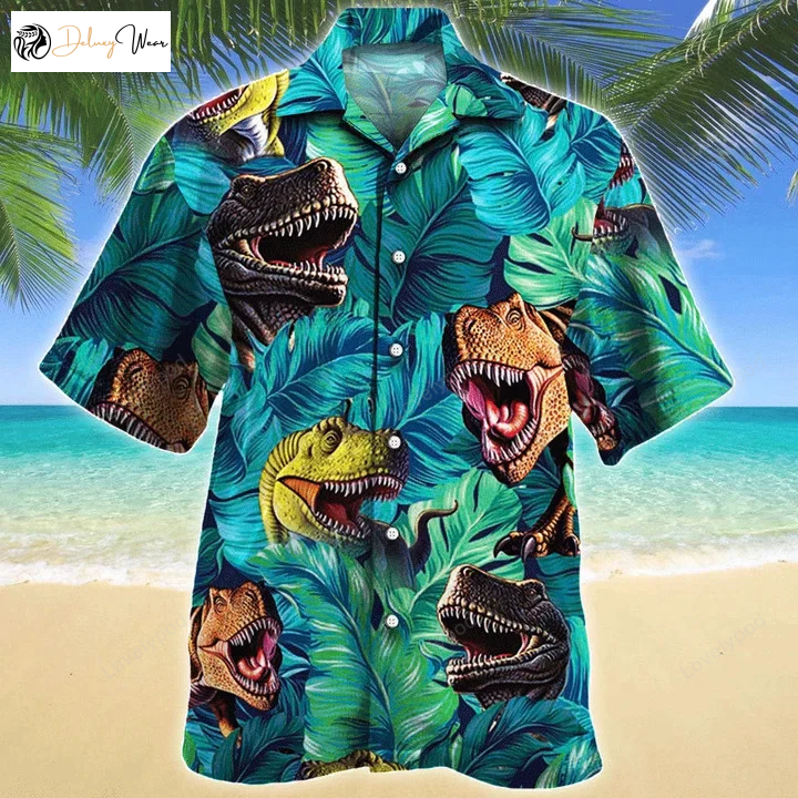 Awesome T-rex Dinosaur Hawaiian Shirt – Perfect Gift for Summer Beach Lovers