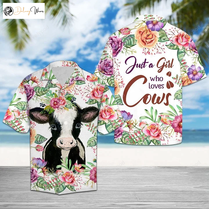 Colorful Flower Baby Cow Hawaiian Shirt: Perfect for Cow-Loving Girls!