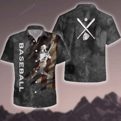 Vintage Baseball Flag Hawaiian Shirt Gift for Men Dad Fathers – Unisex Sporty Style for Baseball Fans