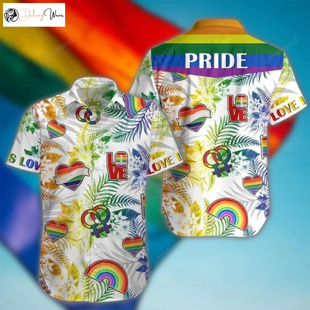LGBT Hawaiian Pattern Men s Beach Shirt: Aloha Shirt for LGBT Community & Beach Parties