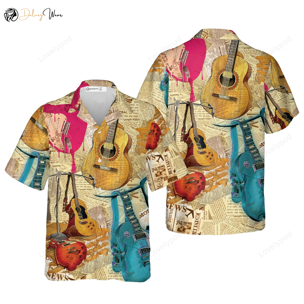 Top Guitarist Hawaiian Shirt for Men – Perfect Gift for Guitar Lovers & Music Players
