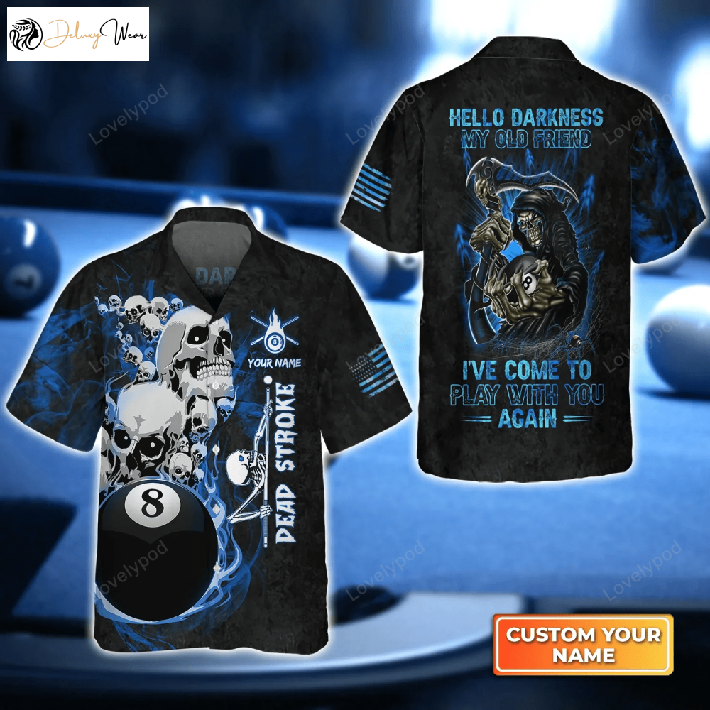 Customizable Blue Galaxy Billiard Pool 8 Ball Hawaiian Shirt – Personalized Name 3D Design