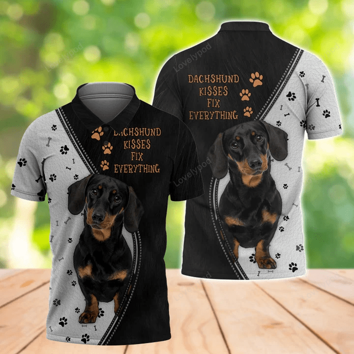 Black Dachshund Kisses Fix Everything 3D Full Print & Hawaiian Shirt Hoodie – Zipper Hoodie for Humans