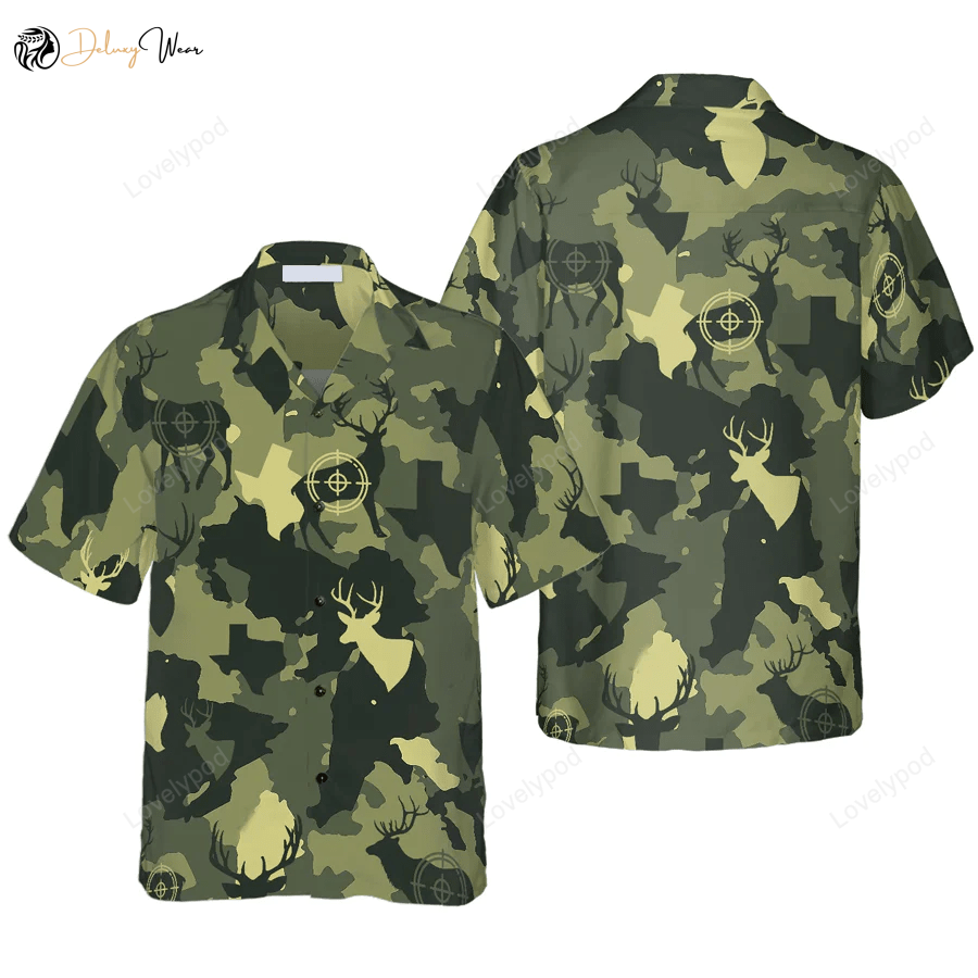 Texas Camo Deer Hunting Hawaiian Shirt – Colorful Summer Aloha for Men & Women
