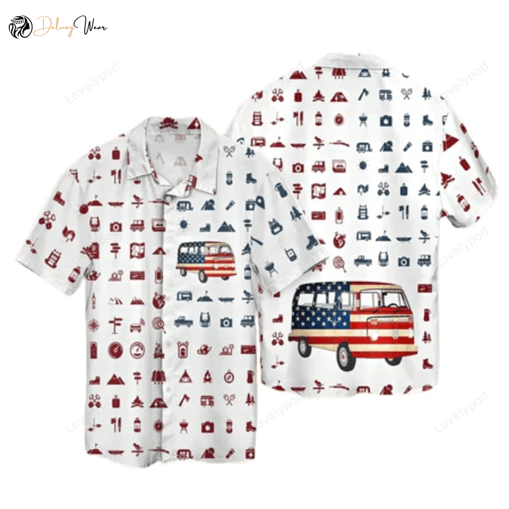 Camping Hawaiian Shirt: 3D All Over Printed Aloha Beach Shirt for Women – American Camp Hawaii – Summer Gift