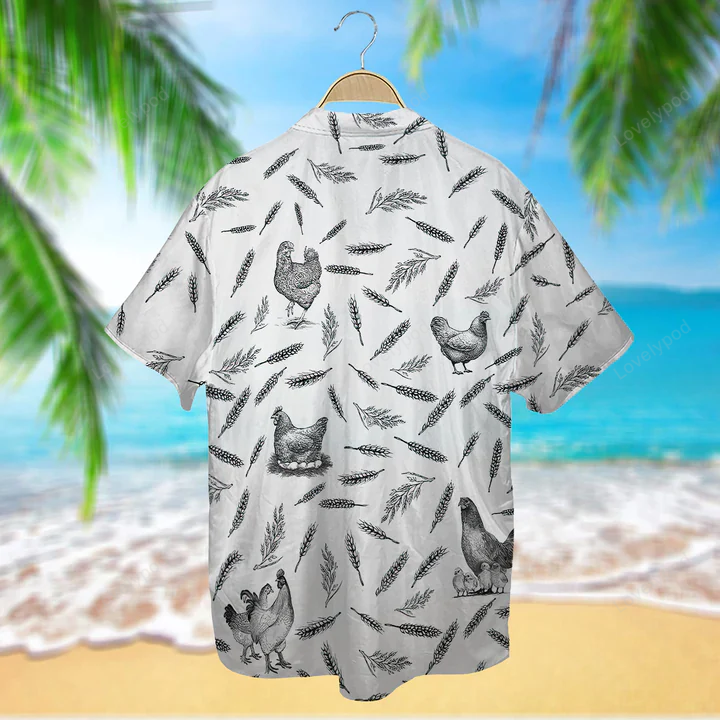 Chicken Pattern Hawaiian Shirt – Animal Farm Chicken Shirts for Men & Women