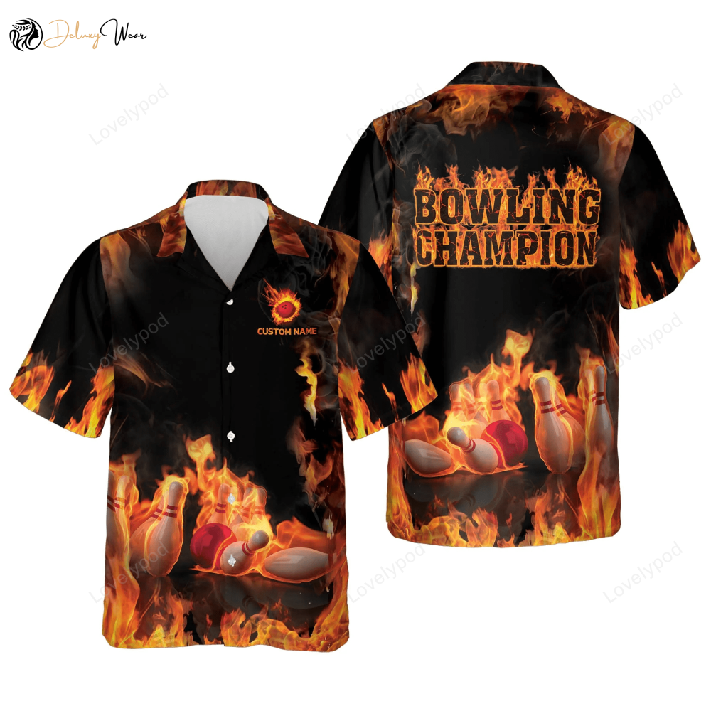 Custom Bowling Champion Hawaiian Shirt Gift for Men Dad Fathers for Men – Perfect Bowling Team Gift