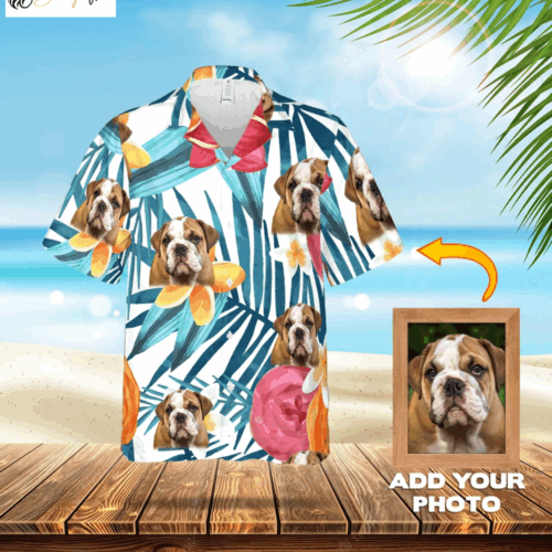 Custom Photo Dog Floral Aloha Shirt Men & Women Hawaiian Shirt Short-Sleeve Dog Flowers Pattern