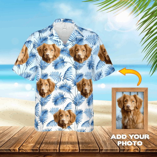 Custom Photo Dog Hawaiian Shirt Green Verdant Men & Women Short-Sleeve & Flowers Pattern