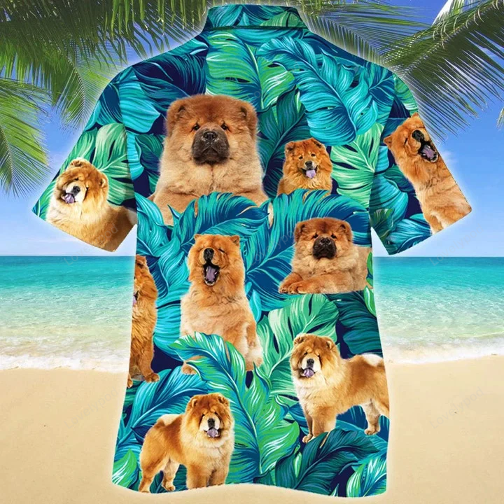 Cute Chow Chow Dog Lovers Gift: Summer Beach Palm Tree Hawaiian Shirt