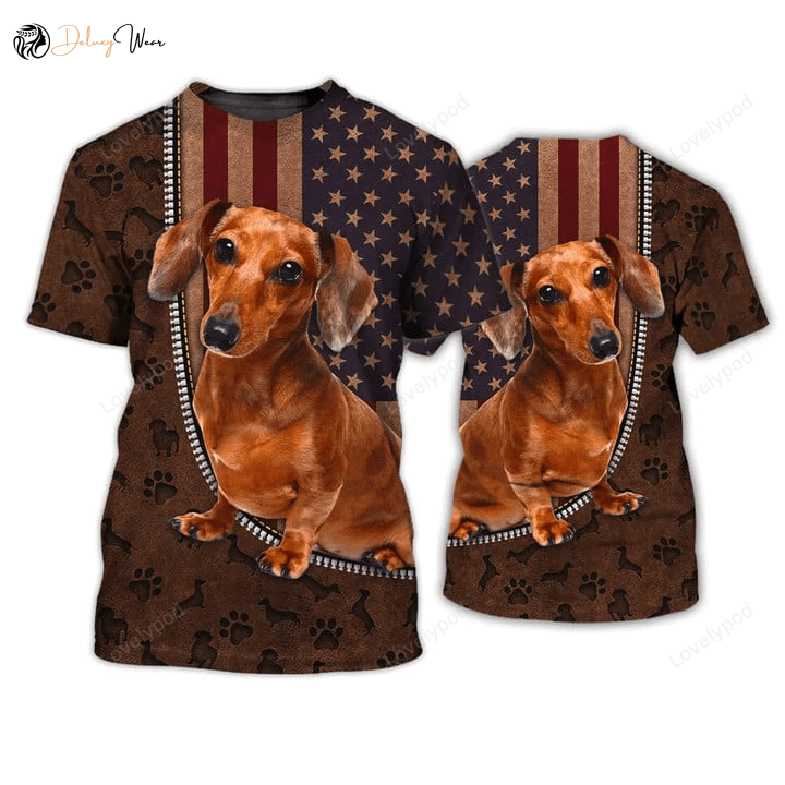 Dachshund 3D Full Print: Stylish Hawaiian Shirt Hoodie Zipper Hoodie – Perfect for Dog Lovers