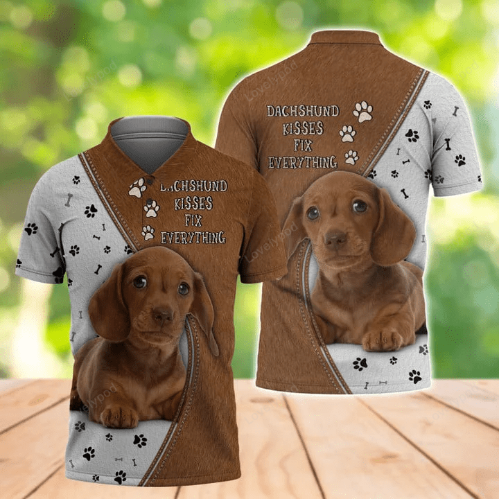 Dachshund Kisses Fix Everything 3D Full Print: Hawaiian Shirt Hoodie & Zipper Hoodie for Humans