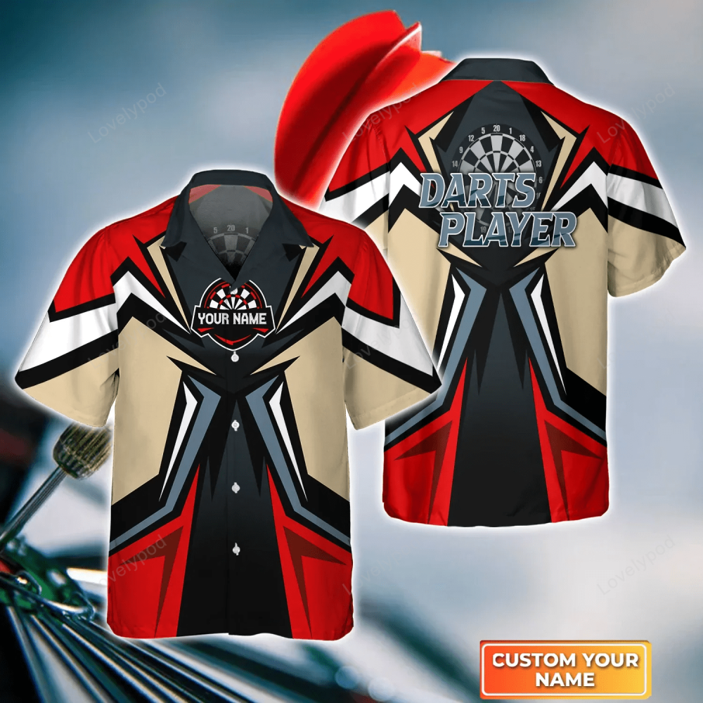 Customized Dartboard Flame 3D Hawaiian Shirt for Darts Team Player Personalized Name Design