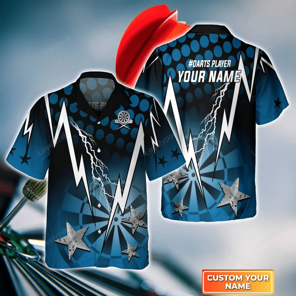 Flames Personalized Name 3D Hawaiian Shirt – Perfect Dart Gift for Team Players & Lovers