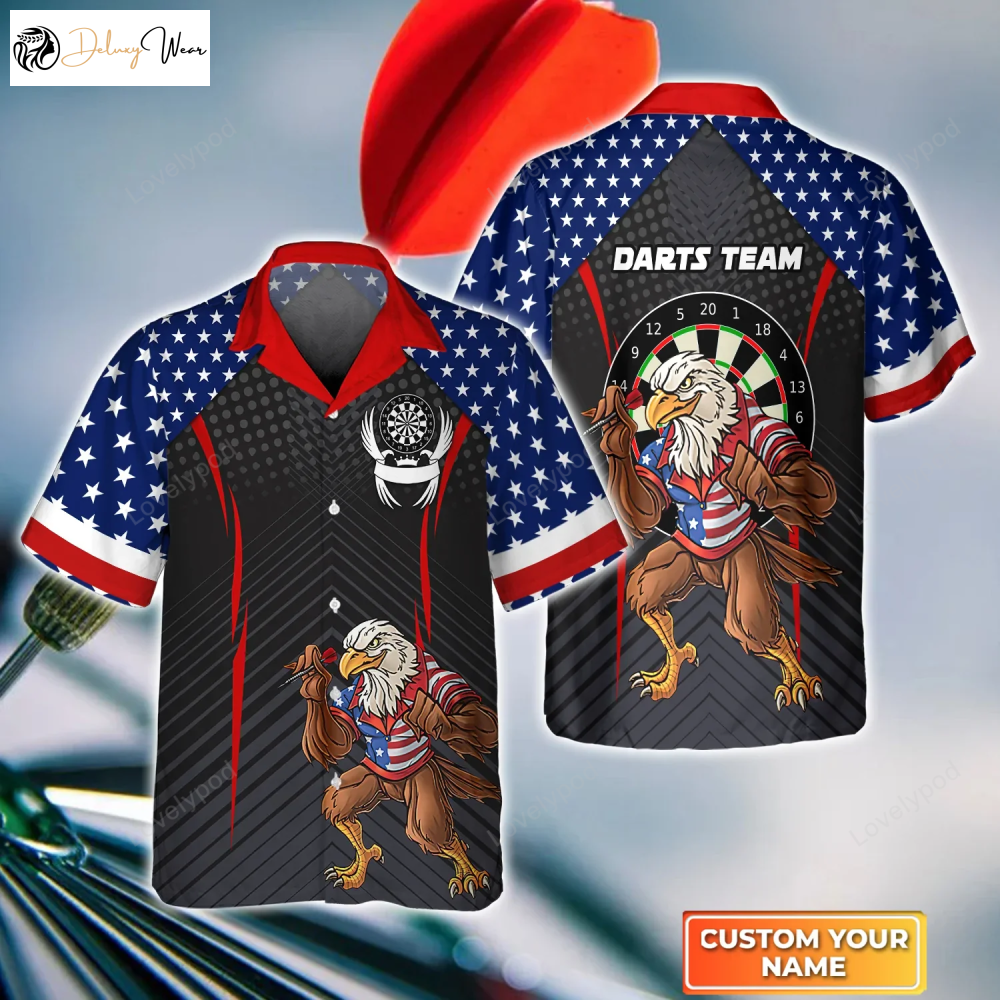 Customized Darts Eagle 3D Hawaiian Shirt – Perfect Gift for American Darts Players