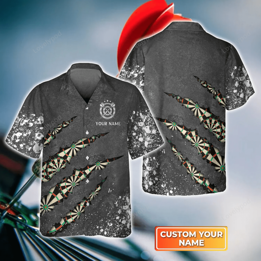 Darts Skull Shut Up & Throw Personalized 3D Hawaiian Shirt – Perfect for Darts Players