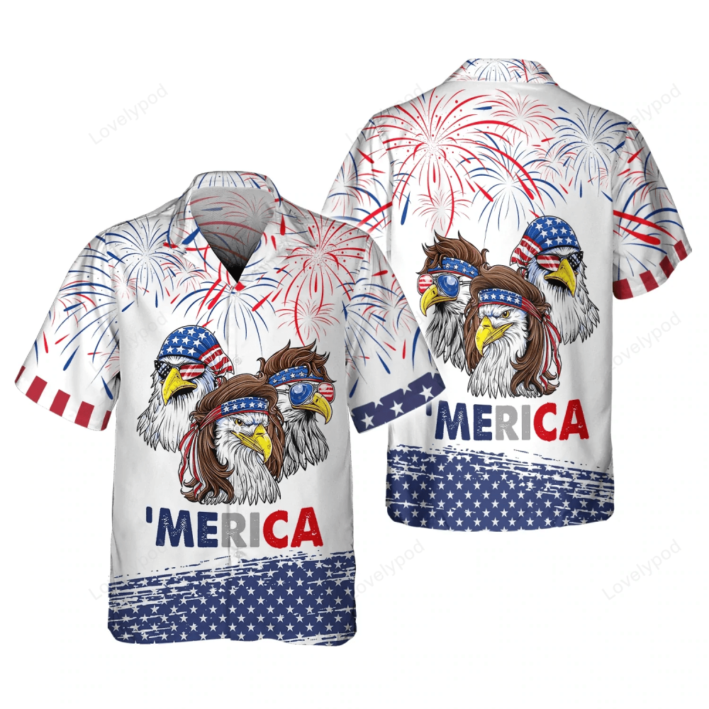 American Eagle 3D T-shirt: Celebrate Independence Day with Hawaiian Shirt – 4th July Full Print
