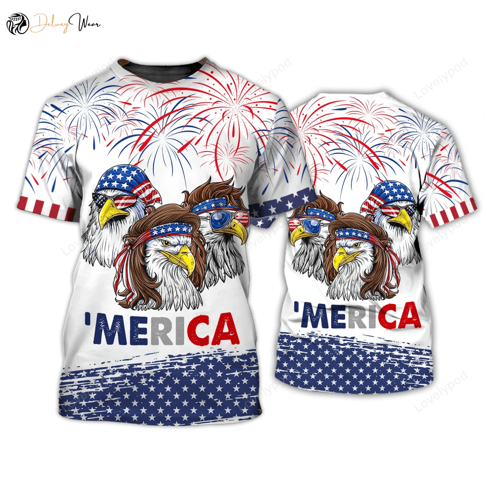 American Eagle 3D T-shirt: Celebrate Independence Day with Hawaiian Shirt – 4th July Full Print