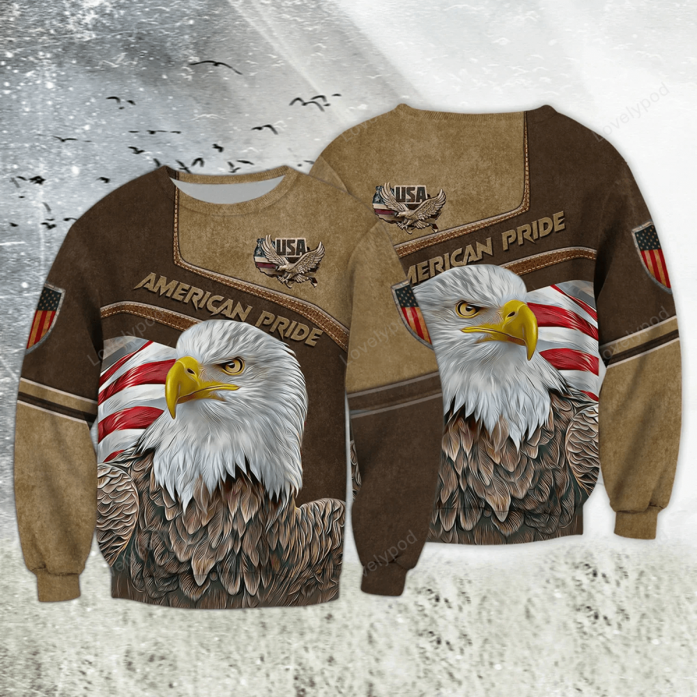 Eagle American Pride 3D T-shirt: Celebrate Independence Day with Our Hawaiian Shirt – 4th July T-Shirt – Full Print Design!