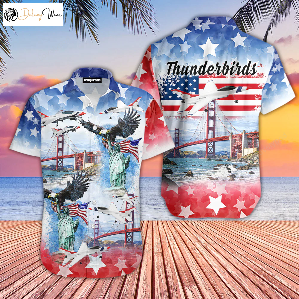 4th of July Hawaiian Shirt: Eagle Thunderbirds USAF Air Independence Day Celebration