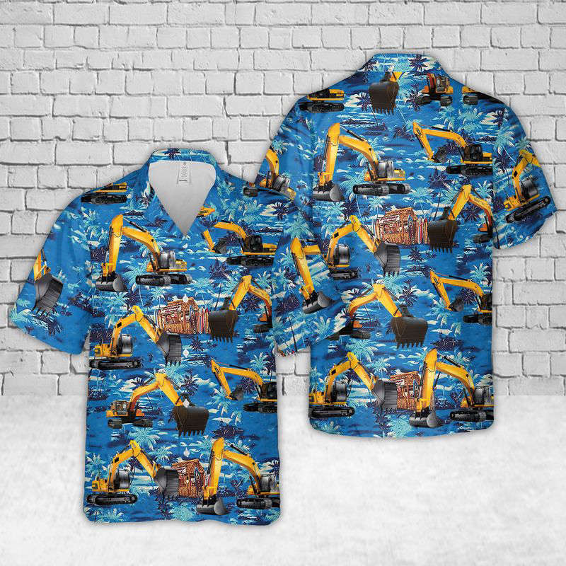 Excavator Hawaiian Shirt Gift for Men Dad Father Gift for Men Dad Father