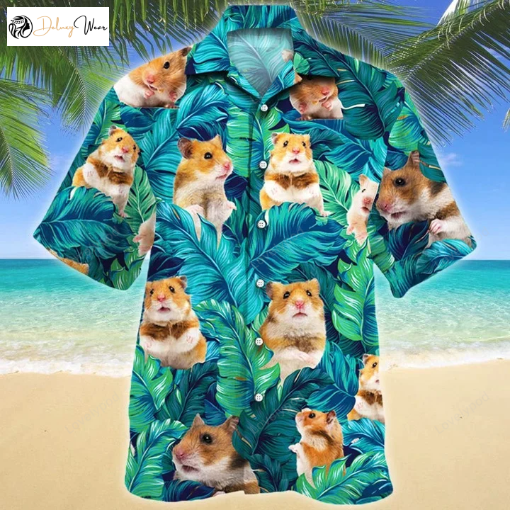 Summer Beach Hawaiian Shirt: Perfect Gift for Hamster Lovers – Palm Tree Design