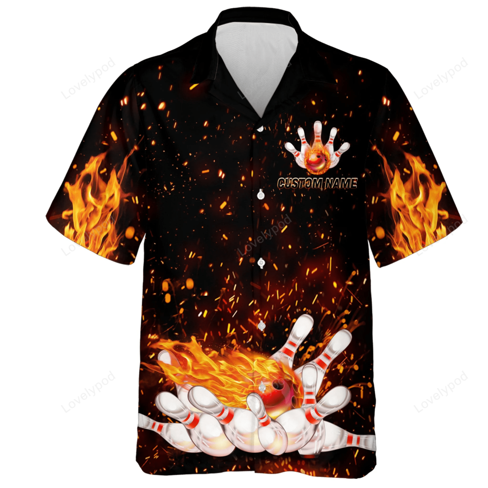 Flames Hawaiian Bowling Shirt – Custom Name Fire Bowlers Jersey for Men & Women That s How I Roll